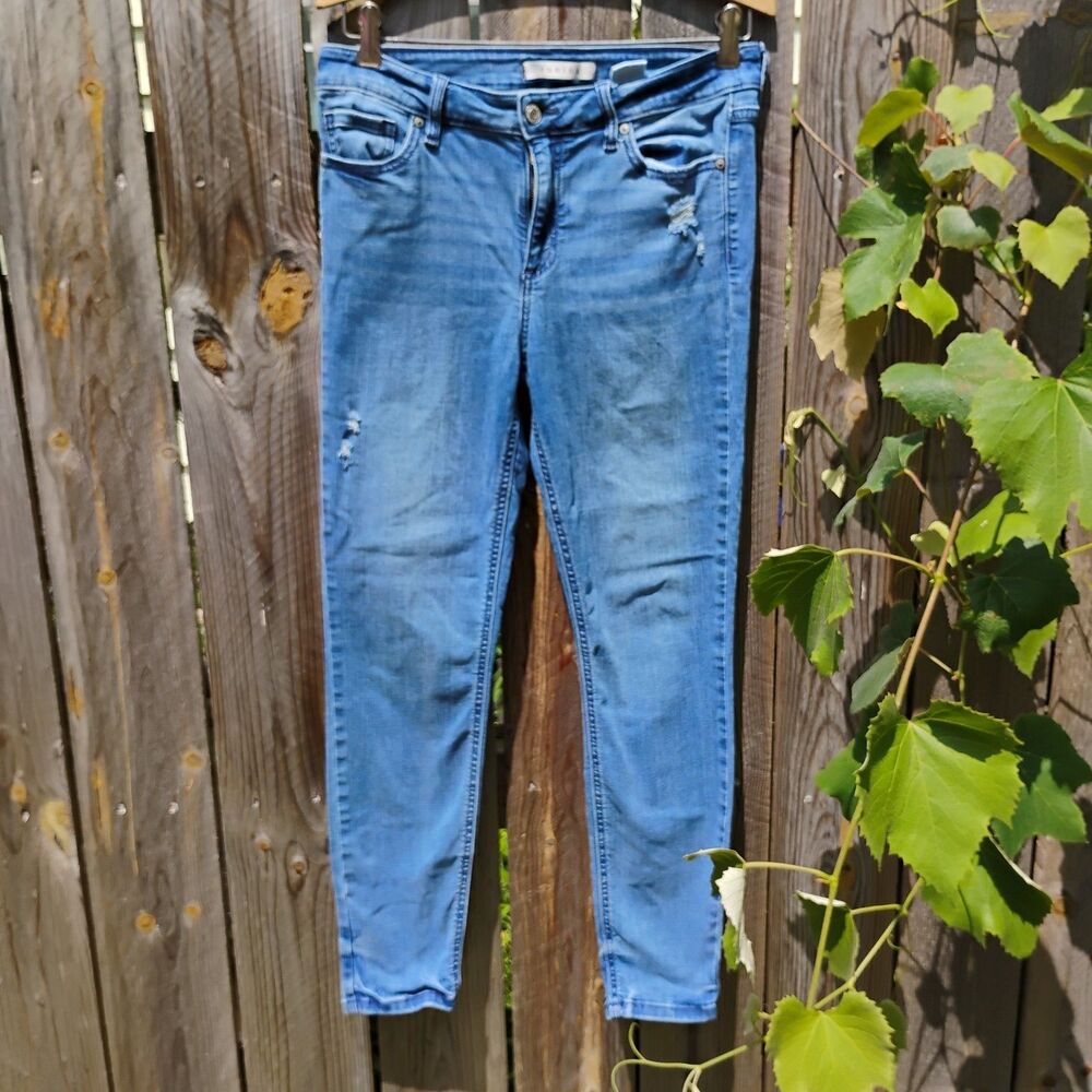 Eunina Jude Mid Rise Skinny Ankle Jeans Size 9/29 Distressed Stretch Denim